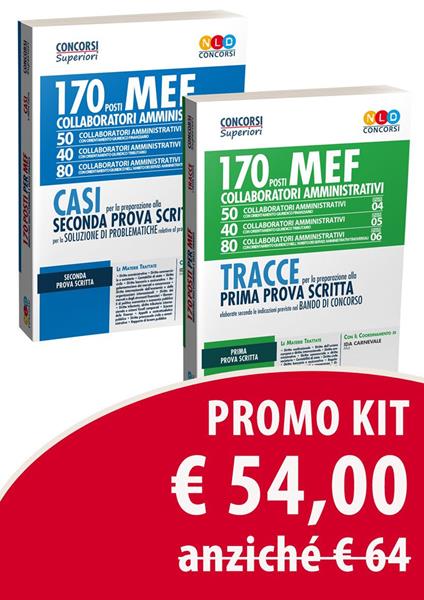 Kit concorso MEF. 170 collaboratori amministrativi: Tracce per la preparazione alla prima prova scritta-Casi per la preparazione alla seconda prova scritta - copertina