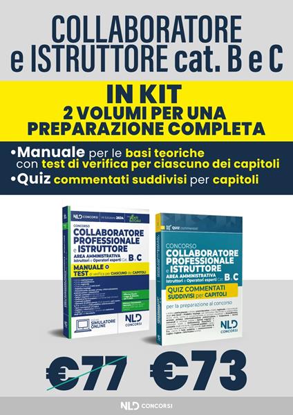 Kit collaboratore e istruttore B e C enti locali. Manuale + Quiz commentati. Con software di simulazione - copertina