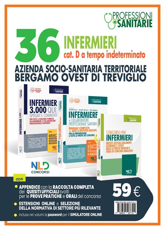 Kit concorso Asl Bergamo Ovest 36 infermieri cat. D a tempo indeterminato: manuale completo + quiz. Con espansione online - Nicoletta Fusco,Annalisa Tricarico - copertina