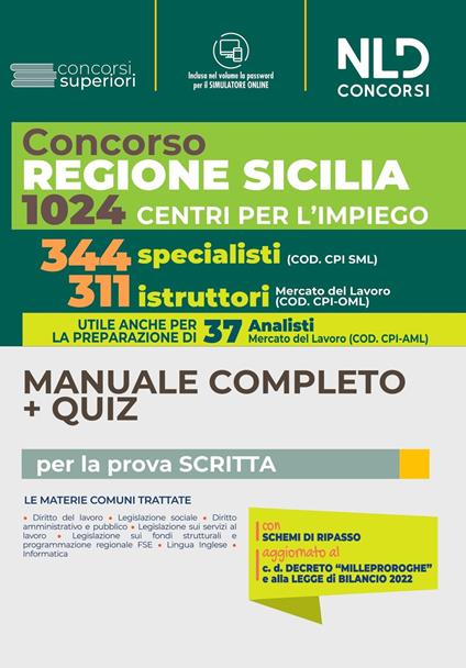 Concorso Regione Sicilia. Manuale completo + quiz per 344 Specialisti + 37 analisti + 311 Istruttori. Con software di simulazione - copertina