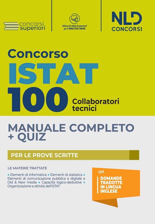 Concorso 100 posti ISTAT: manuale completo + quiz per 100 posti di collaboratori tecnici - copertina