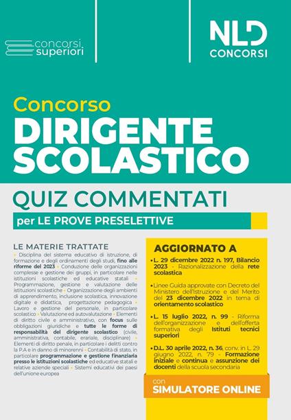 Concorso dirigente scolastico. Quiz commentati per le prove preselettive. Con software di simulazione - copertina