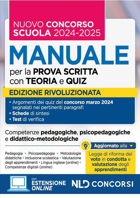 Manuale con teoria e test di verifica per il nuovo concorso docenti scuola 2024/2025 - copertina