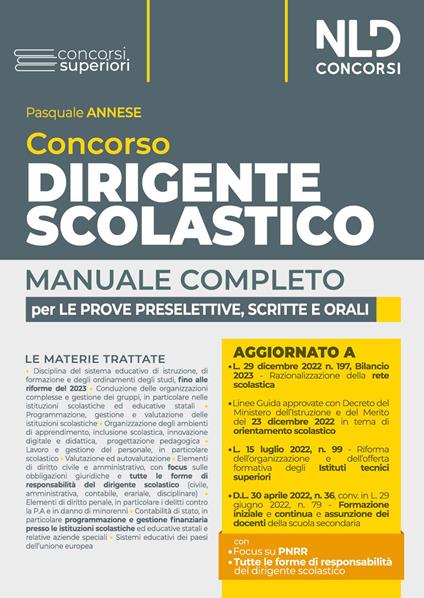 Concorso dirigente scolastico. Manuale completo per le prove preselettive, scritte e orali - Pasquale Annese - copertina