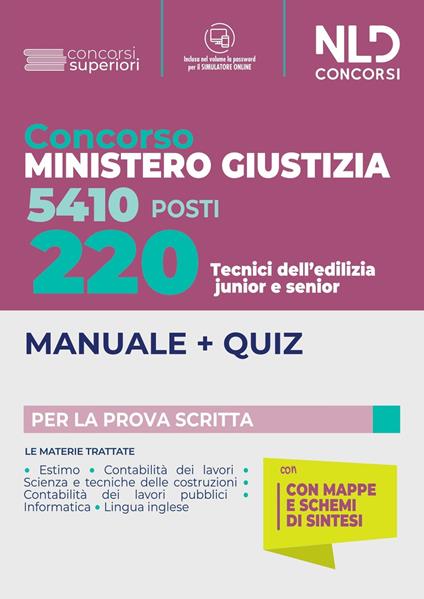 220 tecnici edilizia junior e senior Ministero Giustizia 2022. Con software di simulazione - copertina