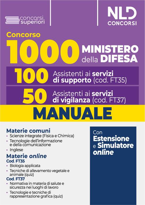 Concorso 1000 assistenti Ministero della Difesa. 100 assistenti ai servizi di supporto e 50 assistenti ai servizi di vigilanza. Con espansione online - copertina