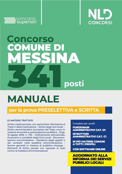 Concorso Comune di Messina. 341 posti. Manuale per la prova preselettiva e scritta. Con software di simulazione - copertina