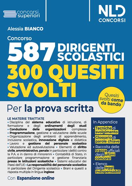 Concorso 587 posti dirigente scolastico. Quesiti svolti. Per la prova scritta - copertina