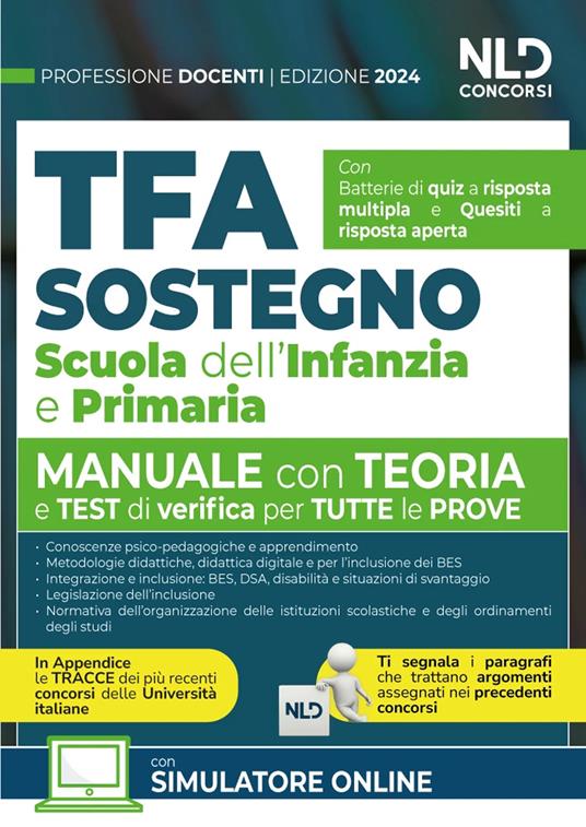 Manuale TFA Sostegno per la Scuola dell'infanzia e primaria 2024. Teoria con test di verifica per tutte le prove. Nuova ediz. - copertina