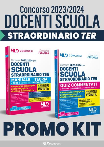 Concorso docenti scuola straordinario TER 2023-2024. Kit: Manuale con teoria e test di verifica per la prova scritta-Quiz commentati per la prova scritta - copertina