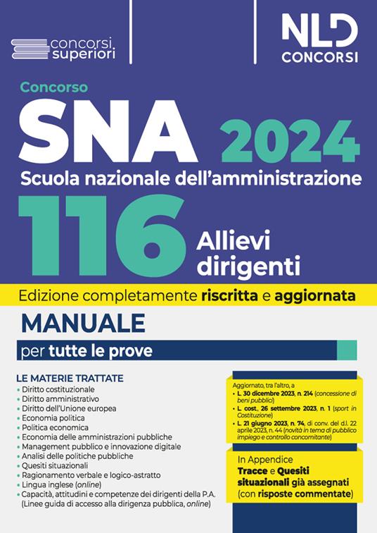 Concorso 116 allievi dirigenti SNA 2024. Manuale per la preparazione al concorso - copertina