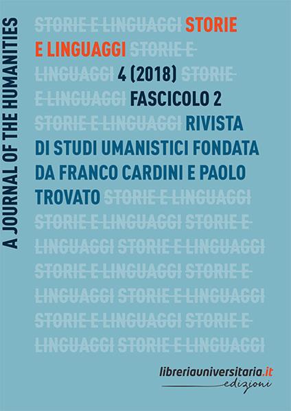 Storie e linguaggi. Rivista di studi umanistici (2018). Vol. 2 - copertina