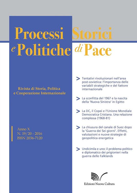 Processi storici e politiche di pace (2016). Vol. 19-20 - Alfredo Breccia - copertina