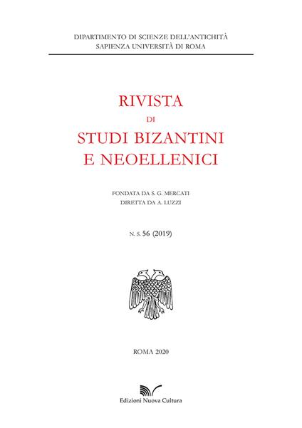 Rivista di studi bizantini e neoellenici (2019). Vol. 56 - copertina