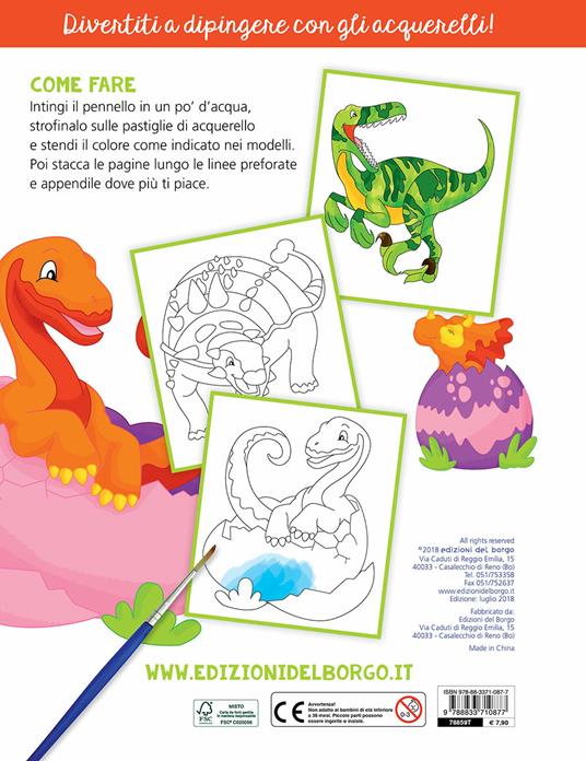 24 Mini Libri da Colorare di Dinosauri per Bambini Album da Disegno con P