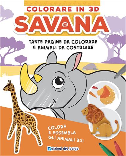 Savana. Colorare in 3D. Ediz. a colori - Deborah Forni - copertina