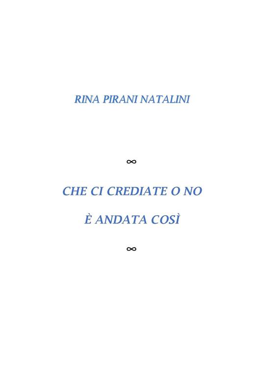 Che ci crediate o no è andata così - Rina Pirani Natalini - copertina