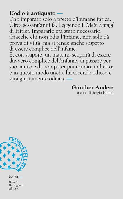 L' odio è antiquato - Günther Anders - copertina