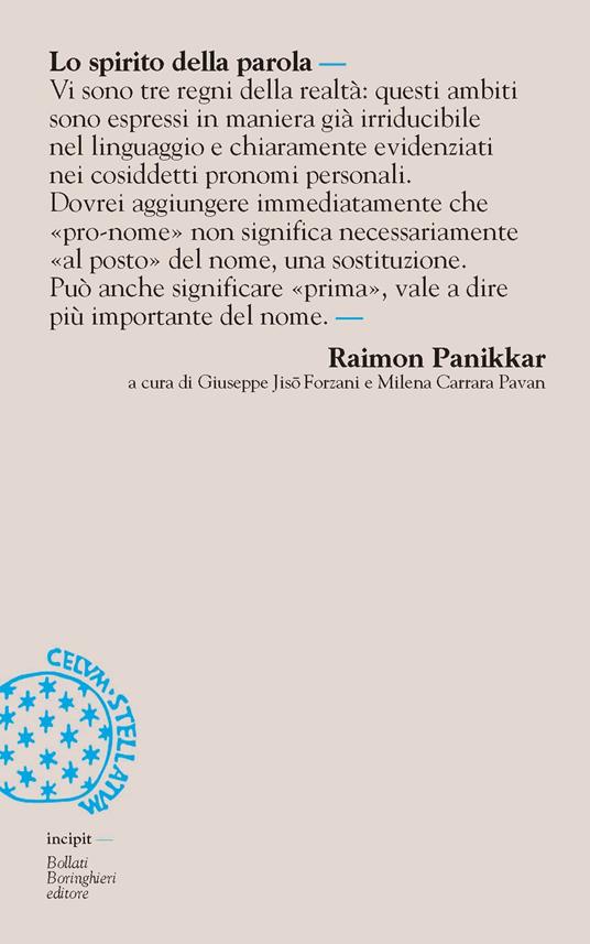 Lo spirito della parola - Raimon Panikkar - copertina