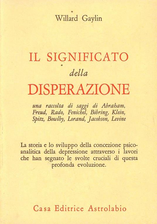 Il significato della disperazione. Contributi psicoanalitici alla comprensione della depressione - Willard Gaylin - copertina