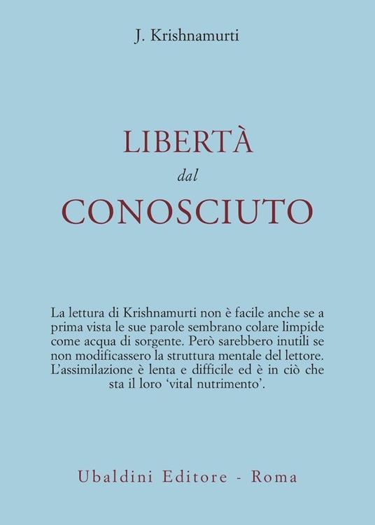 Libertà dal conosciuto - Jiddu Krishnamurti - copertina