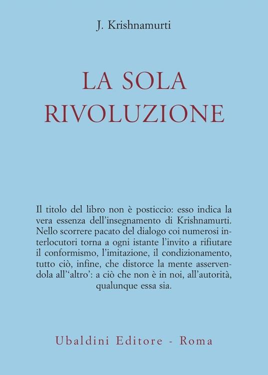 La sola rivoluzione - Jiddu Krishnamurti - copertina