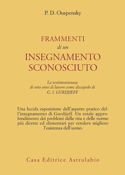 Frammenti di un insegnamento sconosciuto - P. D. Uspenskij - copertina