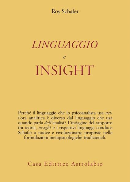 Linguaggio e insight - Roy Schäfer - copertina