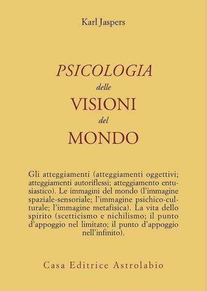 Psicologia delle visioni del mondo - Karl Jaspers - copertina