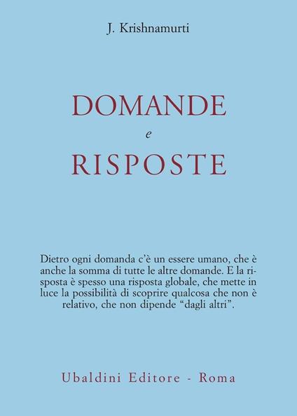 Domande e risposte - Jiddu Krishnamurti - copertina