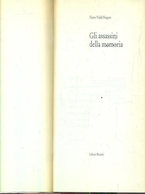 Gli assassini della memoria - Pierre Vidal-Naquet - copertina