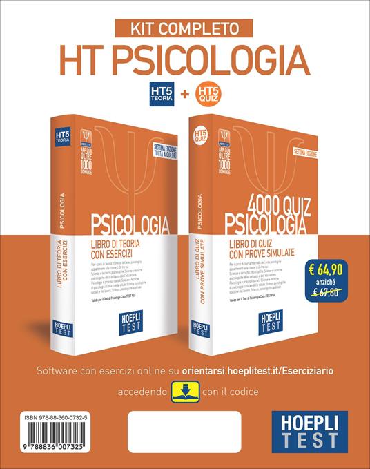 Hoepli test. Psicologia. Kit completo: Libro di teoria con esercizi-4000 quiz con prove simulate. Con Contenuto digitale per download - copertina