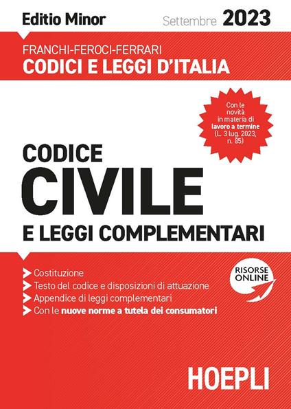 Codice civile e leggi complementari 2023. Ediz. minor. Con espansione online - Luigi Franchi,Virgilio Feroci,Santo Ferrari - copertina