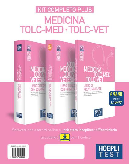 Hoepli test. Medicina, Odontoiatria, Veterinaria TOLC-MED e TOLC-VET. Kit completo Plus: Libro di teoria con esercizi-6000 quiz-Libro di prove simulate - copertina