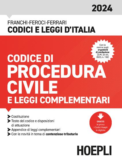 Codice di procedura civile e leggi complementari 2024. Con espansione online - Luigi Franchi,Virgilio Feroci,Santo Ferrari - copertina