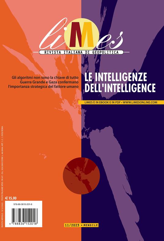 Limes. Rivista italiana di geopolitica (2023). Vol. 11: Le intelligenze dell'intelligence - copertina