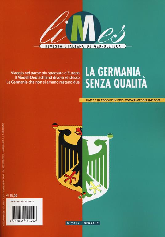 Limes. Rivista italiana di geopolitica (2024). Vol. 6: La Germania senza qualità - copertina