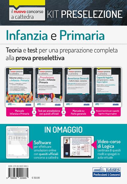 Kit preselezione Infanzia e Primaria. Teoria e test per una preparazione completa alla prova preselettiva. Con software di simulazione. Con Video - Emiliano Barbuto,Giuseppe Mariani,Carla Iodice - copertina