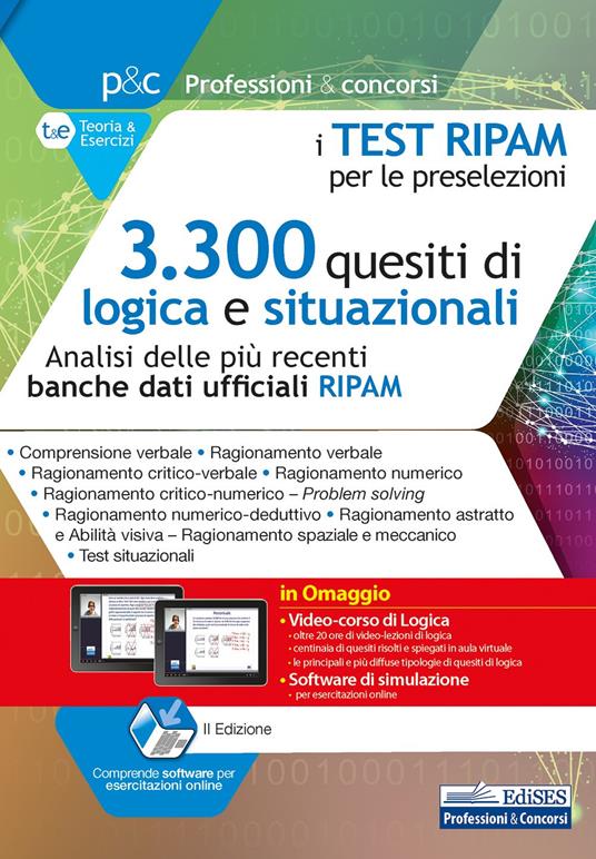 I test RIPAM per le preselezioni. 3.300 quesiti di logica e situazionali. Analisi delle più recenti banche dati RIPAM. Con software di simulazione online - Carla Iodice,Gennaro Lettieri - copertina