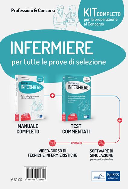 Kit completo per concorsi per infermiere. Manuale completo per tutte le fasi di selezione-Test e procedure per prove scritte e pratiche. Con aggiornamento online. Con software di simulazione - Rosario Caruso,Guglielmo Guerriero,Francesco Pittella - copertina