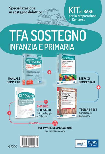 Kit di base specializzazione sostegno didattico scuola infanzia e primaria. Eserciziari + manuale + Software + Glossario. Con software di simulazione - copertina