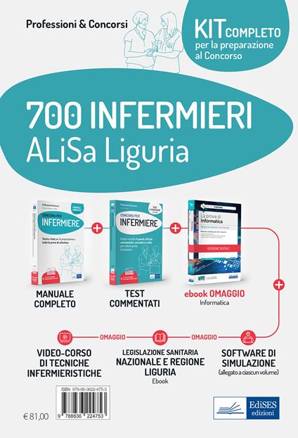 Kit concorso 700 Infermieri ALiSa Liguria. Volumi per la preparazione completa al concorso. Con e-book. Con espansione online. Con software di simulazione. Con videocorso - Rosario Caruso,Guglielmo Guerriero,Francesco Pittella - copertina