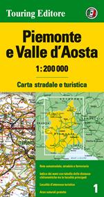 Piemonte e Valle d'Aosta 1:200.000. Carta stradale e turistica. Ediz. multilingue