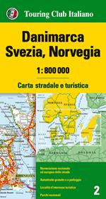 Danimarca, Svezia, Norvegia 1:800.000. Carta stradale e turistica. Ediz. multilingue