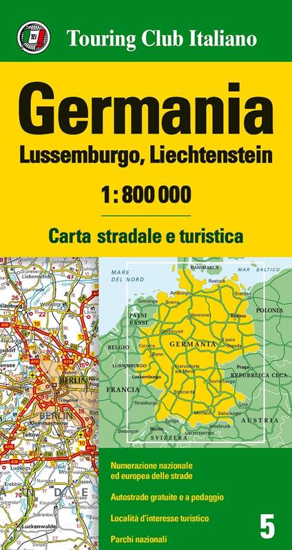 Germania, Lussemburgo, Liechtenstein 1:800.000. Carta stradale e turistica. Ediz. multilingue - copertina