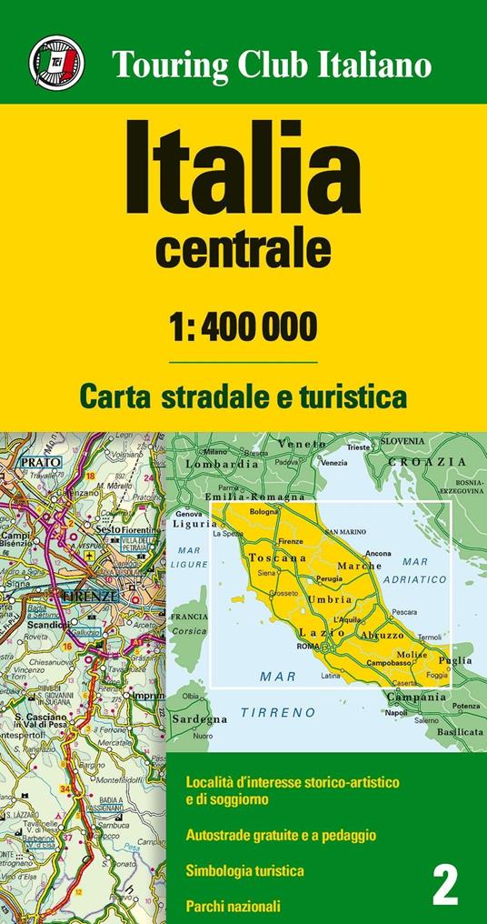 Italia centrale 1:400.000. Carta stradale e turistica - Libro - Touring -  Carte d'Italia 1:400.000 | IBS