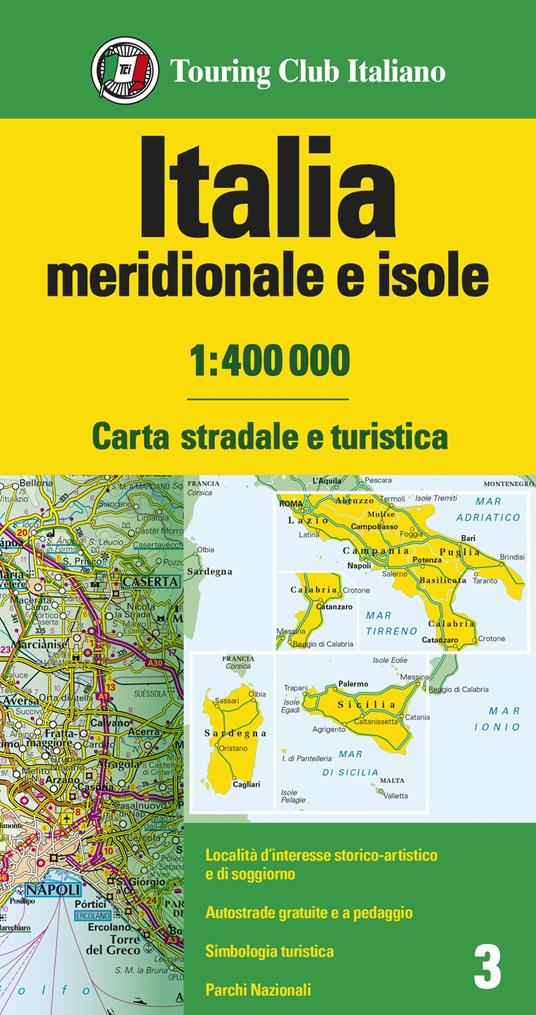 Italia meridionale e isole 1:400.000. Carta stradale e turistica - copertina