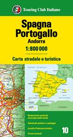 Spagna, Portogallo, Andorra 1:800.000. Carta stradale e turistica