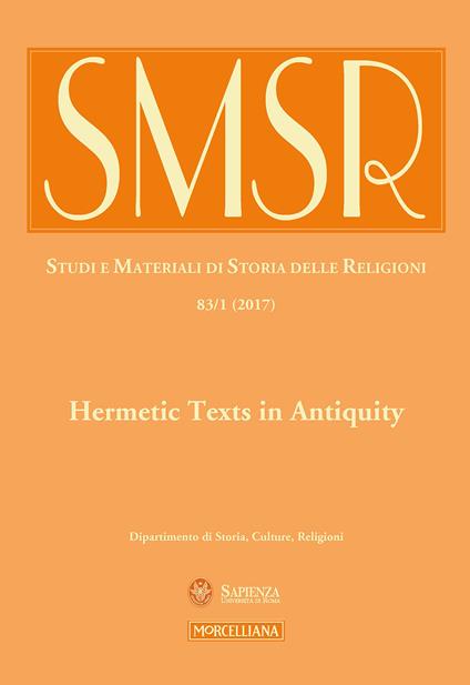 SMSR. Studi e materiali di storia delle religioni (2017). Vol. 3: Hermetic texts in antiquity. - copertina
