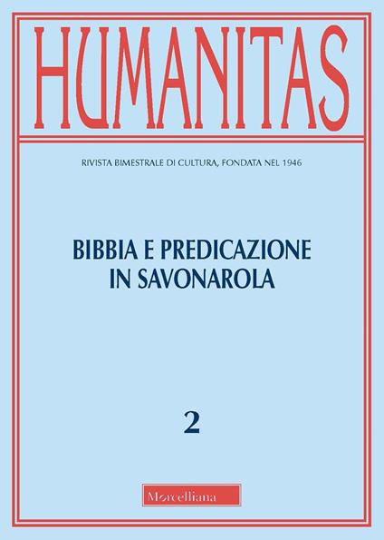 Humanitas (2021). Vol. 2: Bibbia e predicazione in Savonarola. - copertina